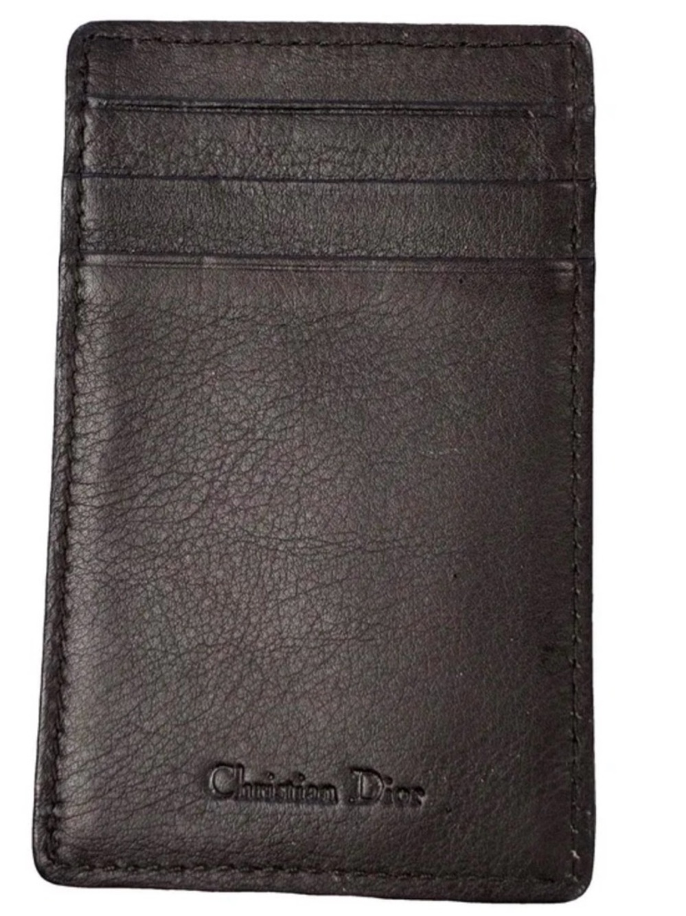 Authentic Vintage Christian Dior Ostrich Leather Card Holder - Brownish Grey